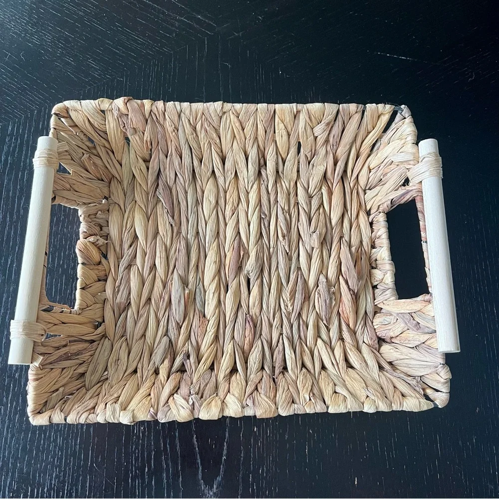 Woven Rectangular Basket with Handles 9x11in